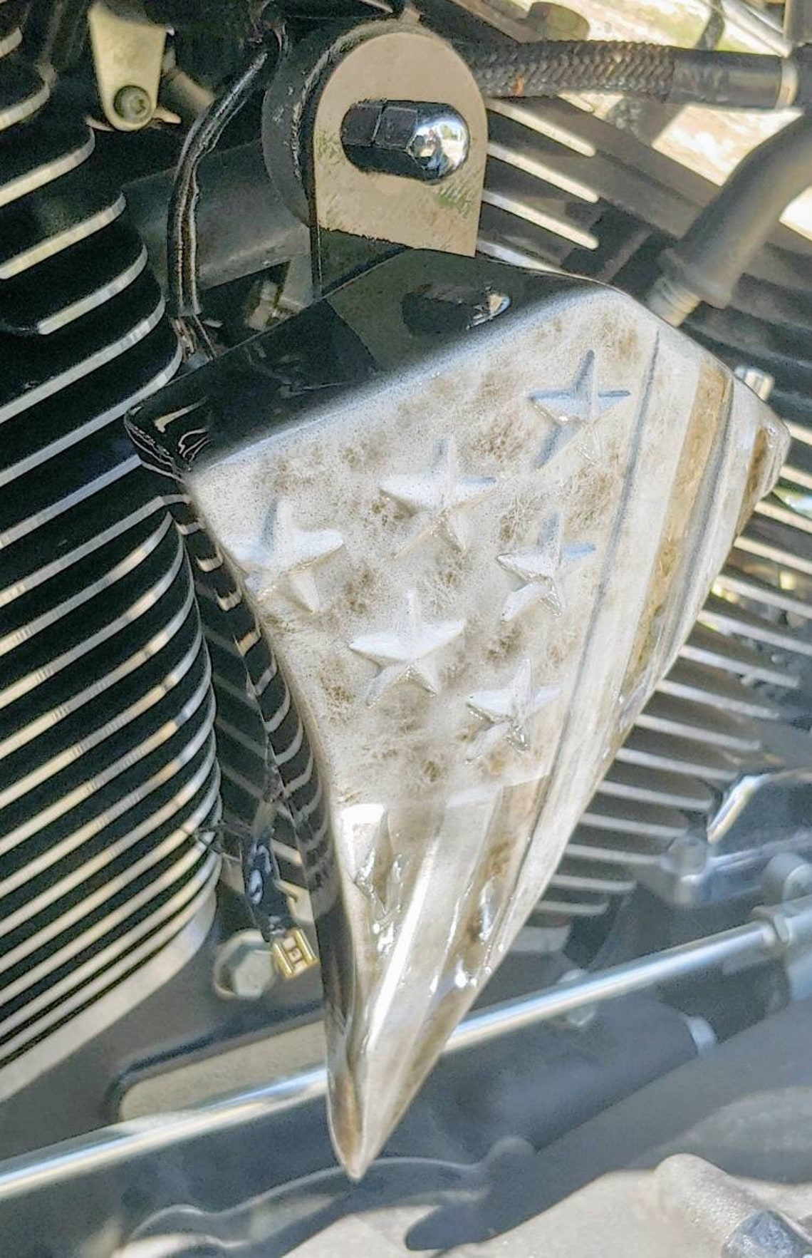 Custom Harleydavidson Horn Cover With 3D Worn American Flag Etsy