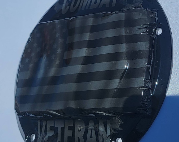 3D Veteran ghosted flag on a Harley Davidson derby cover