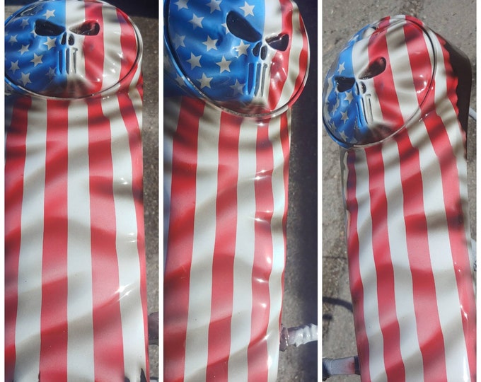 Punisher and tattered American flag Harley Davidson console