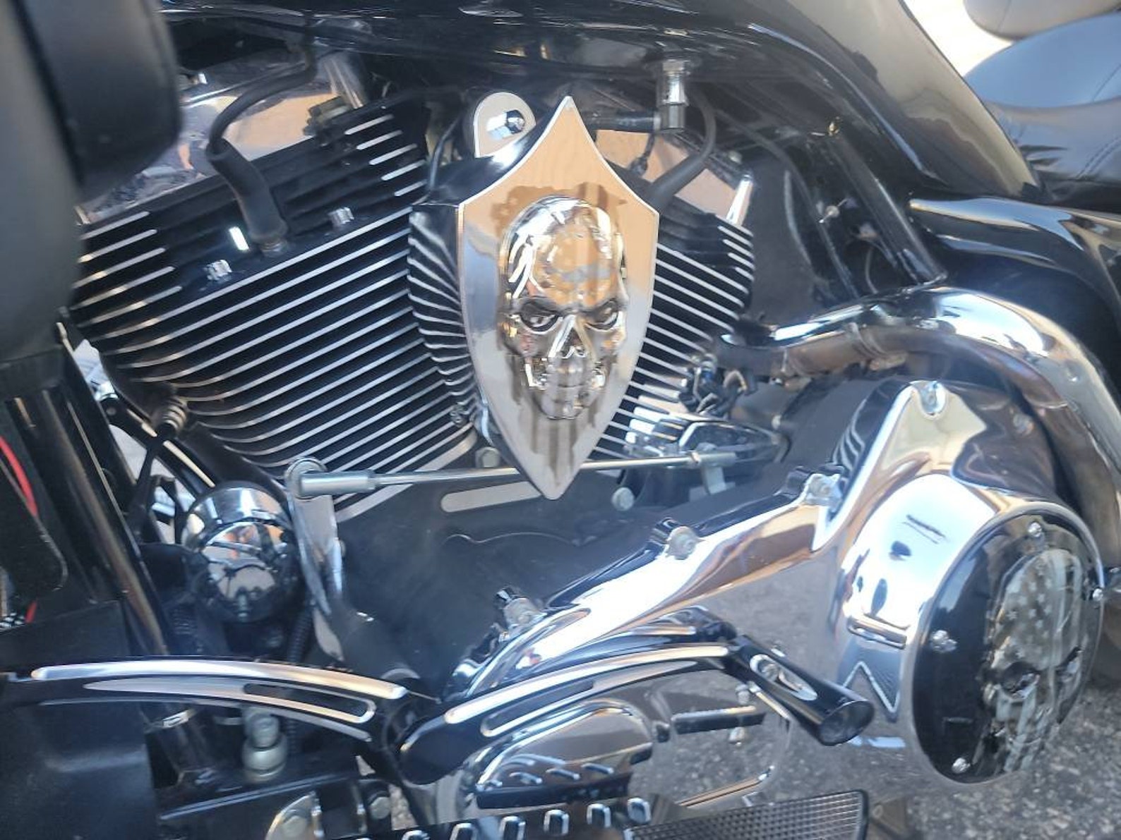 Custom Harleydavidson Chrome Horn Cover With 3D Skull and Etsy