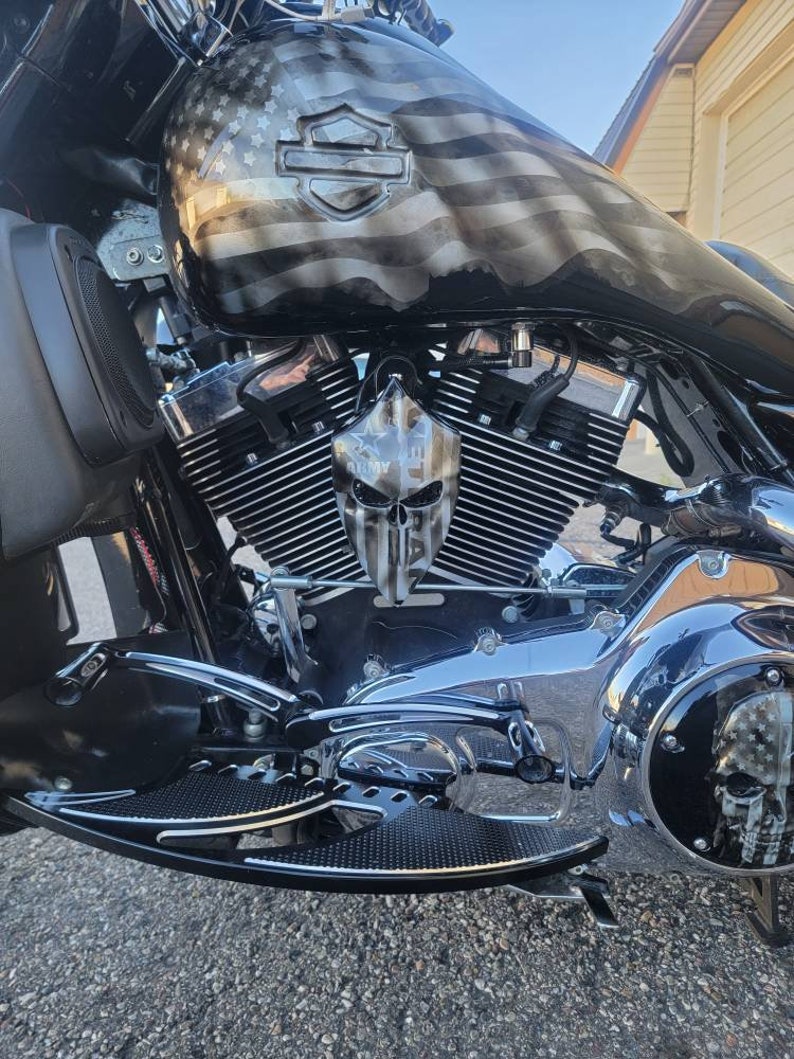Custom Harleydavidson Horn Cover With 3D Punisher Flag Army Etsy