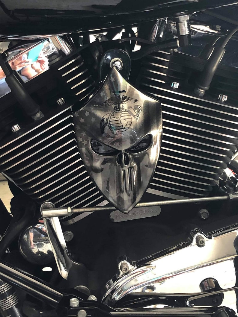 Custom HarleyDavidson horn cover with 3D Punisher flag USMC Etsy