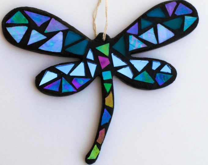 Stained Glass Mosaic Dragonfly Stained Glass Ornament Etsy