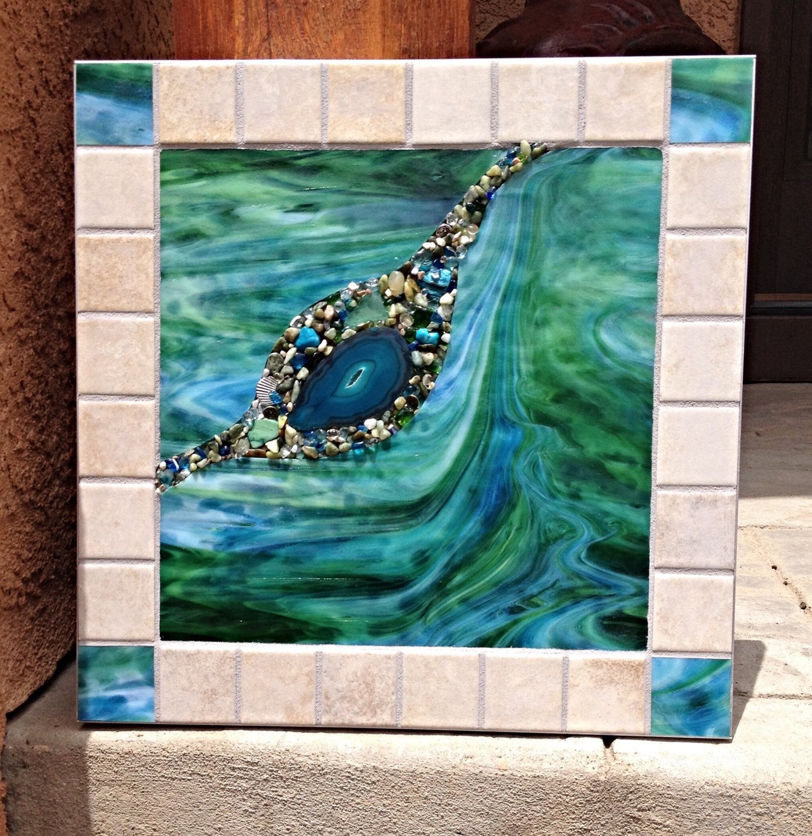 Stained Glass Wall Hanging Mosaic Abstract Art Mixed Media Etsy