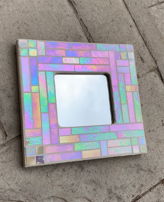 Stained Glass Mosaic Mirror Yellow Bathroom Small Gift Holiday Art
