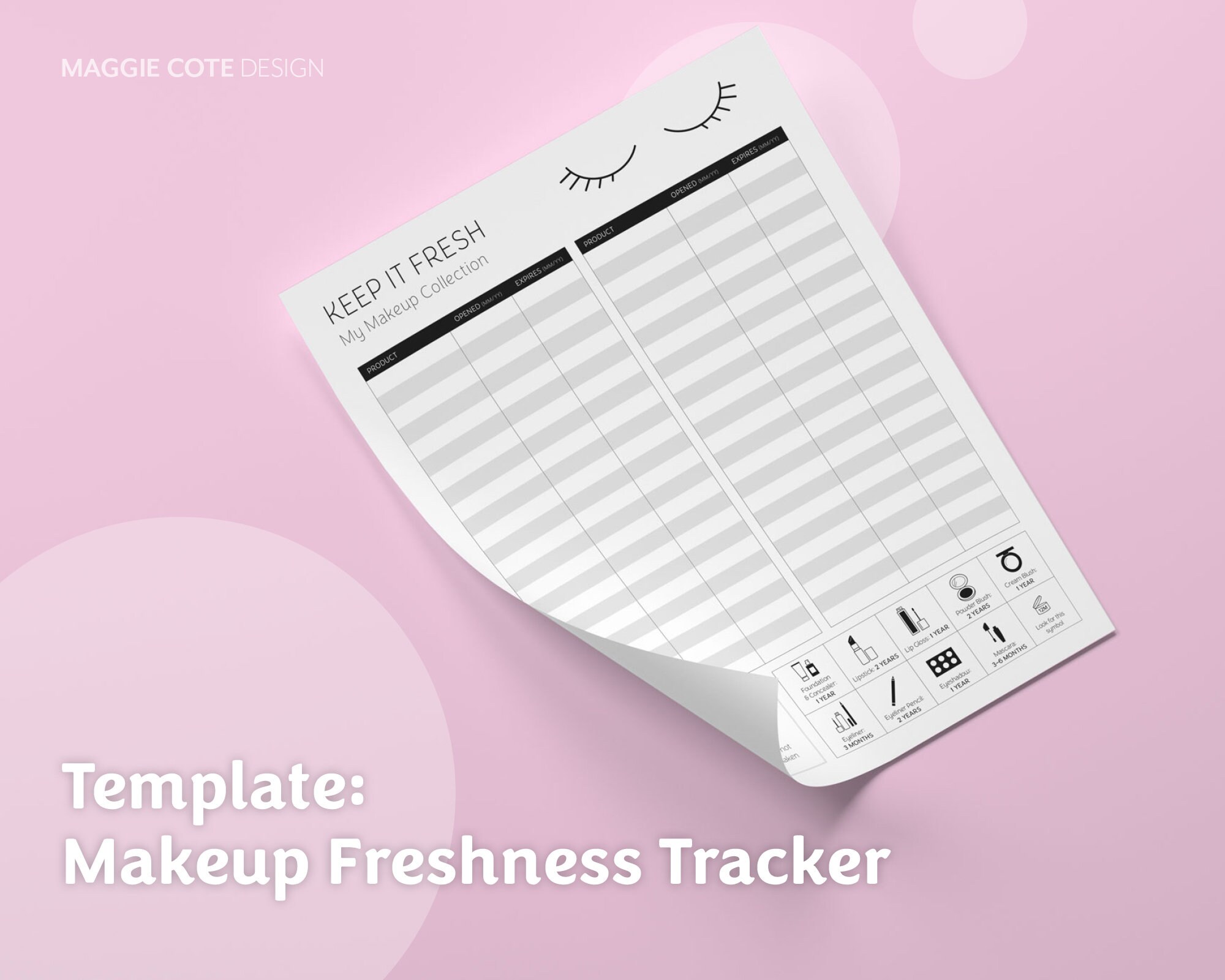 Makeup Freshness Tracker Instant PDF Download Printable Etsy