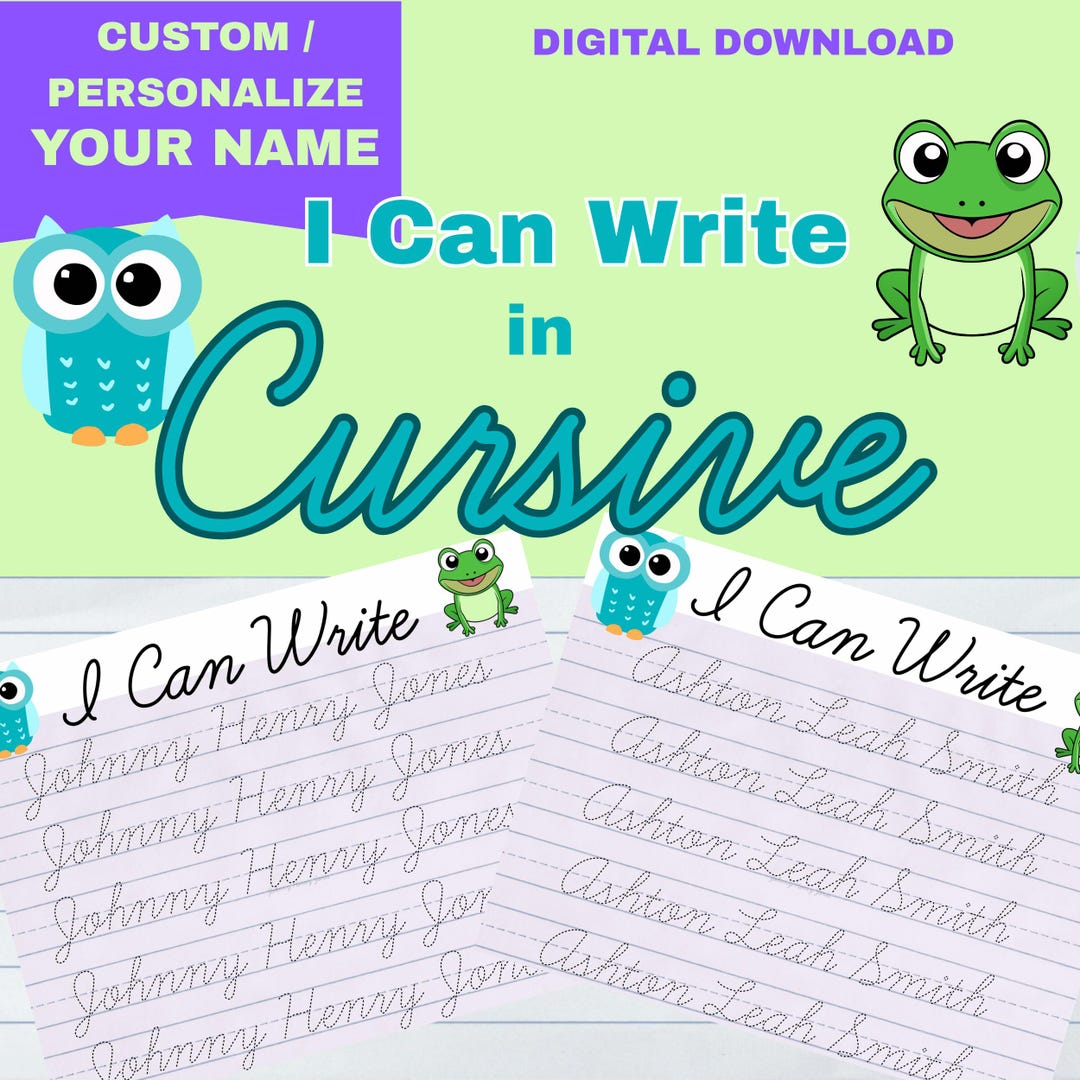 Personalized Cursive Handwriting Practice | Name Tracing (digital ...