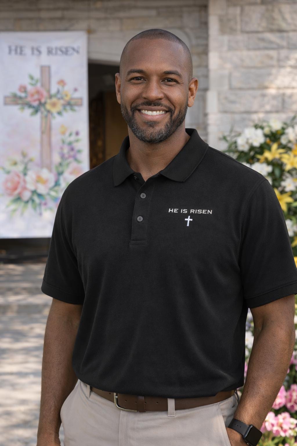 He is Risen Unisex Christian Easter Resurrection Day Polo