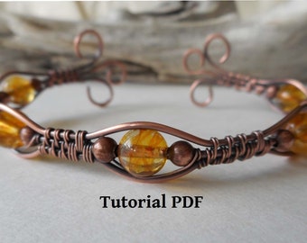 Copper Wire Wrapped Bracelet Cuff Tutorial PDF, Wire Wrapped Bracelet Tutorial Download - Wire Jewelry Tutorial - Wire Woven Tutorial