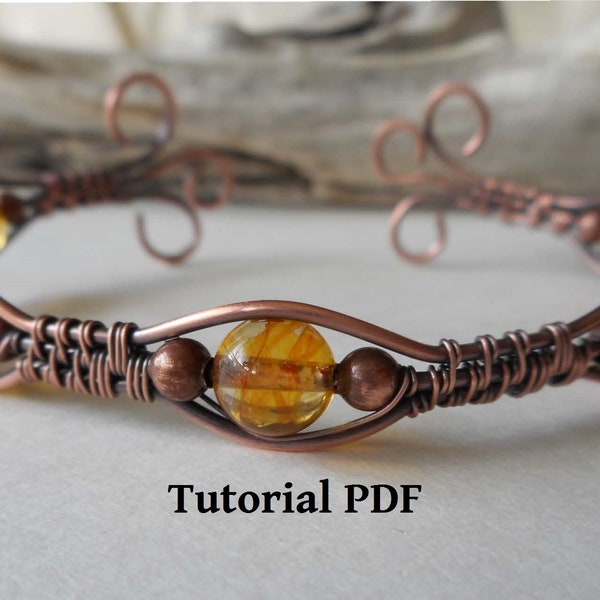 Copper Wire Wrapped Bracelet Cuff Tutorial PDF, Wire Wrapped Bracelet Tutorial Download - Wire Jewelry Tutorial - Wire Woven Tutorial