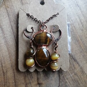 Tiger's Eye Jewelry Set, Tiger's Eye Pendant and Earrings Set, Copper Electroformed Jewelry, Wire Wrapped Jewelry image 6