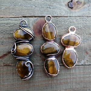 Tiger's Eye Jewelry Set, Tiger's Eye Pendant and Earrings Set, Copper Electroformed Jewelry, Wire Wrapped Jewelry image 3