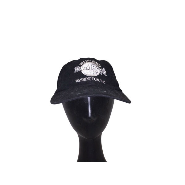 Vtg Hard Rock CAFE Washington DC Snapback Hat Cap OSFA Black 90s