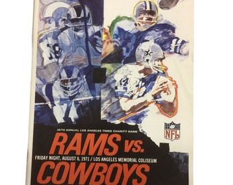 Programa oficial coleccionable vintage de Los Angeles Rams vs Dallas Cowboys