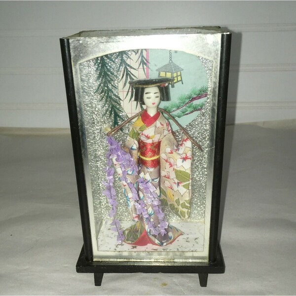 Japanese Dolls in Glass Case Etsy