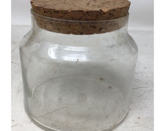 Vintage Small Clear Glass Jar/Container with Cork Lid