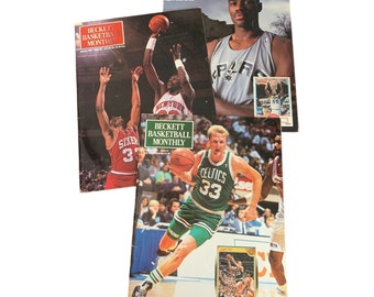 Beckett Basketball Monatssatz mit 3 Ausgaben Larry Bird, Patrick Ewing, Dave Robinson, John Stockton, Akeem Olajuwon