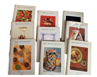 Time Life Books - Livres de recettes des aliments du monde (reliés par fil) Inde, Scandinavie, chinois et autres - 9 au total
