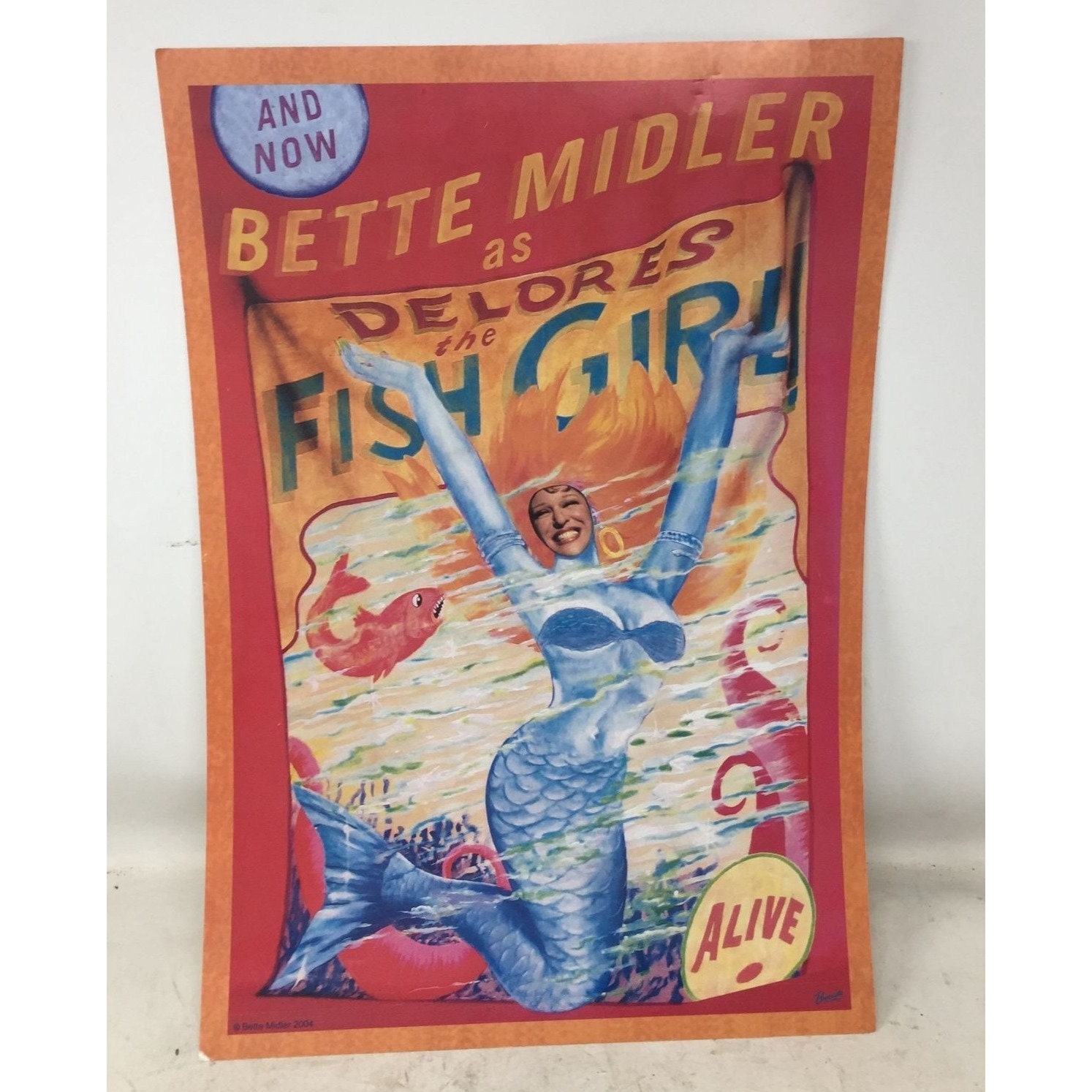 Vintage 2004 Bette Midler as Delores the Fish Girl Concert Poster 19x13  Inches 