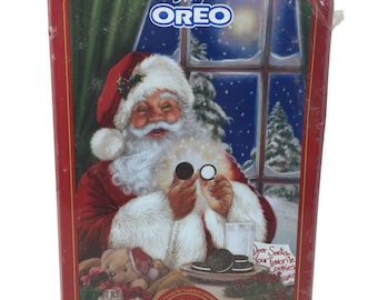 Only Oreo 1998 Santa Claus Eating Oreo Cookies Tin Sealed with Contents Anniversary Limited Edition Advertising Collectible