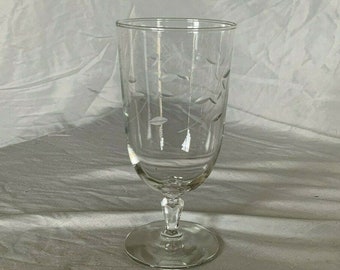 Etched Wine Glass - Delicate Design Stemware - approx 8" tall - formal dining