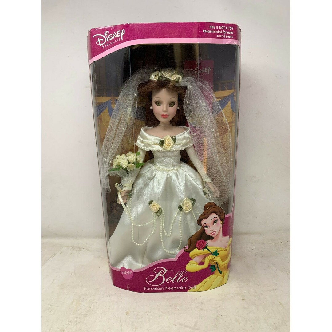 BELLE Beauty Beast Disney Porcelain Doll WEDDING Brass Key