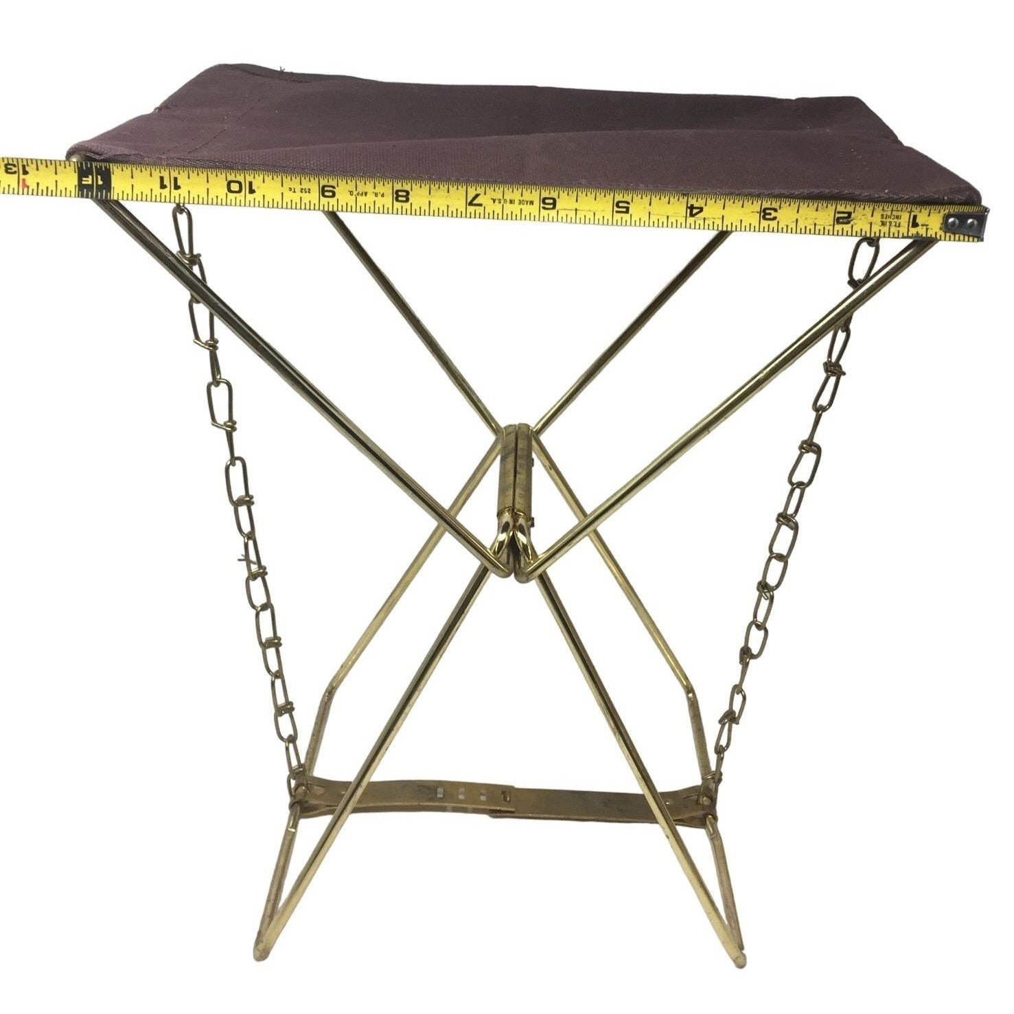 Vintage Camping Stool Portable Brown Canvas & Metal Chair - Etsy