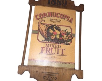 Füllhorn Marke Gemischte Früchte Vintage Werbung Holz Wanddeko