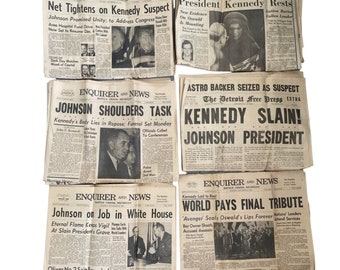 JFK Assassination Related Newspapers - Detroit Free Press / Battle Creek MI Enquirer & News