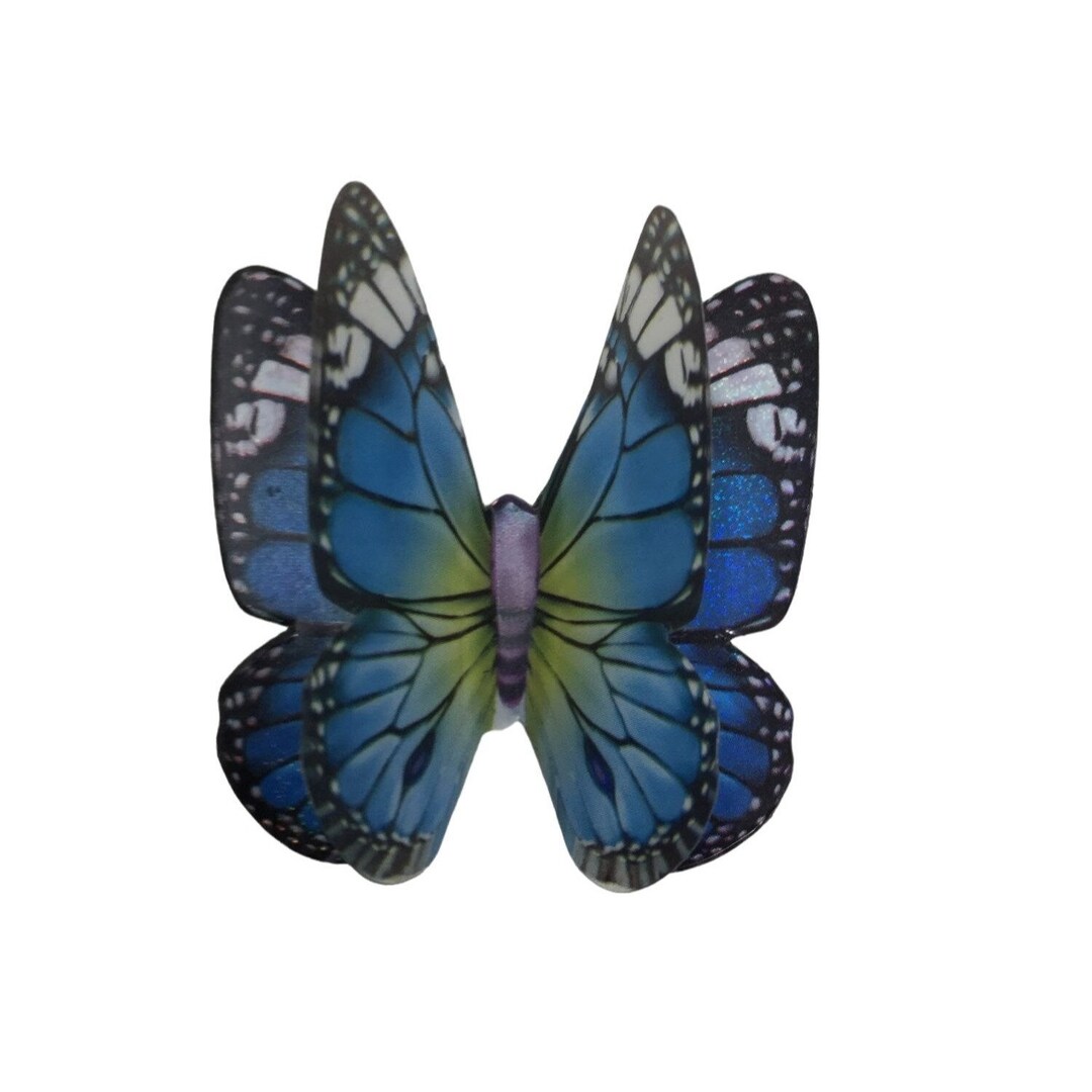 Ganz Blue Butterfly Refrigerator Blue, White Black Monarch