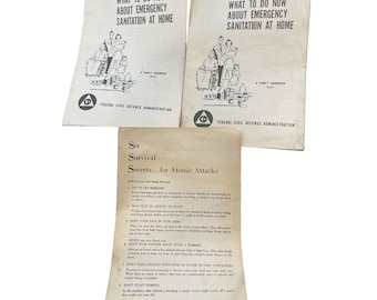 Six Survival Secrets for Atomic Attacks/Emergency Sanitation at Home Handbooks/Pamphlets (3)