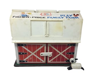 Vintage Fisher Price Play Family Farm - Porte cassée/Doit être nettoyé