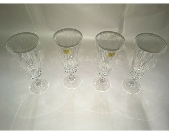 Vintage CRISTAL d'ARQUES - Taille- 4 Cut Glass CHAMPAGNE Flutes