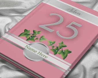 Silver Hardcover Pink Journal | Soror Notebook | Star Sorority Journal | 25 Years Soror | Sorority Anniversary Gifts | 25th Year Book