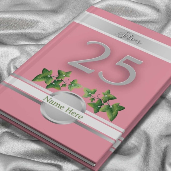 Silver Hardcover Pink Journal | Soror Notebook | Star Sorority Journal | 25 Years Soror | Sorority Anniversary Gifts | 25th Year Book