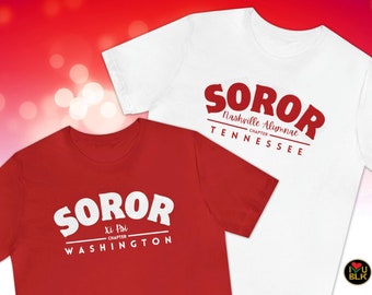 Soror Shirt | Red & White Sorority Shirt | Sorority Chapter Tee | Community Service T Shirt for College Women | Alumnae Paraphernalia