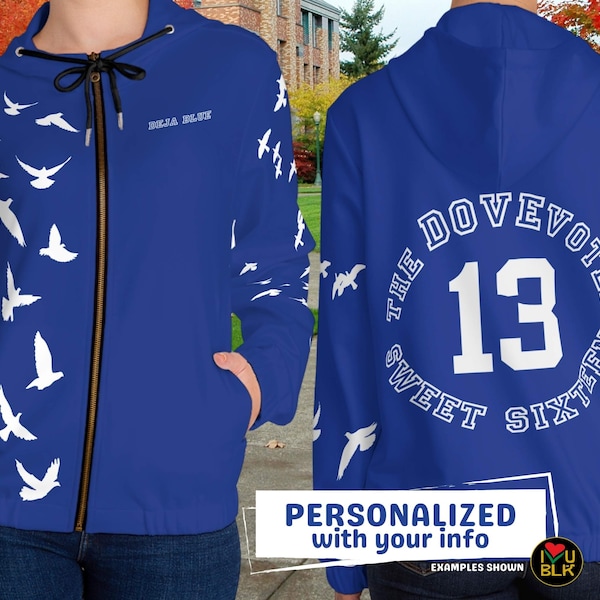 Blue Sorority Line Hoodie | Soror Number Jacket | Blue & White Custom Paraphernalia | Crossing Initiation Gift for Women