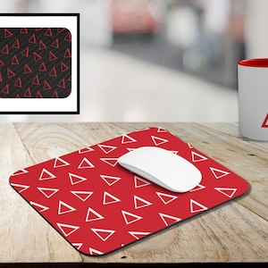 Greek Letter Delta Mousepad | Gifts for Her | Mouse Pads for Sorority College Women | Red and White Business Soror Home Office Accessories