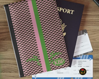 Pretty Passport Cover | Pink Green Check Ivies Travel Passport Cover for Soror Gift Girl | Classy Sorority Travel Gifts and Paraphernalia