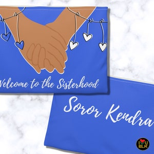 Blue Soror Cosmetics Bag Personalized Sorority Gifts D9 Greek Crossing Gifts Probate Initiation Present Welcome to the Sisterhood image 1