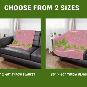 Benutzerdefinierte Sorority Pink Decke Personalisierter Geschenküberwurf Grünes Blatt Decor Bettwäsche Tagesdecke Utensilien Initiationsgeschenk Soror Andenken Bild 2