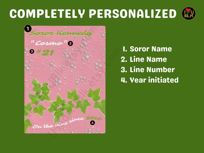 Benutzerdefinierte Sorority Pink Decke Personalisierter Geschenküberwurf Grünes Blatt Decor Bettwäsche Tagesdecke Utensilien Initiationsgeschenk Soror Andenken Bild 4