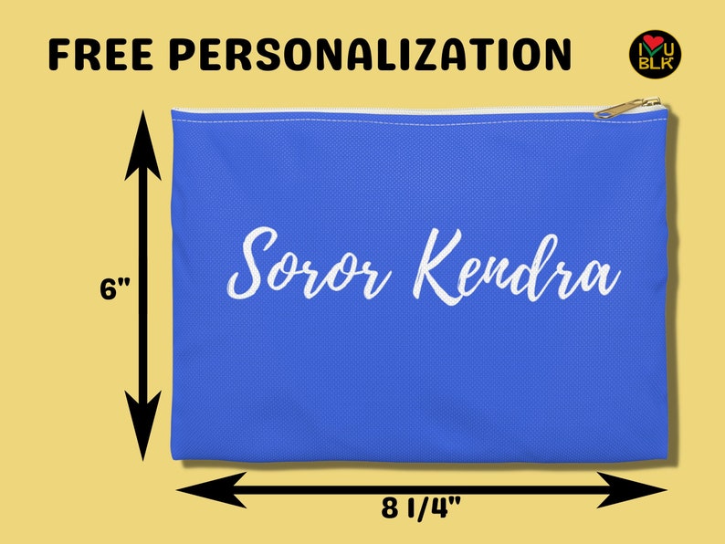 Blue Soror Cosmetics Bag Personalized Sorority Gifts D9 Greek Crossing Gifts Probate Initiation Present Welcome to the Sisterhood image 4