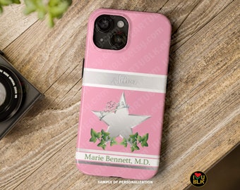 Sorority Silver 25th Year Anniversary Phone Case  | Star Soror Pink Mobile Protector | Custom Personalized Cellphone Gifts for Her Under 25