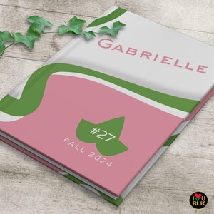 Pretty Pink & Green Sorority Journal | HBCU Soror Hardcover Chapter Notes Notebook | Personalized Keepsake Book | D9 Crossing Probate Gift