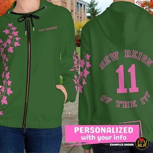 Sorority Hoodie Custom | Sorority Line Jacket | Pretty Pink & Green Zip Hoodie | New Initiate Crossing Anniversary Personalized Soror Gift