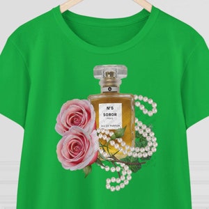 Custom Sorority Themed Shirt | Pink Roses Pearls Perfume & Ivies Tshirt | Personalized Unique Pretty Green Soror Line Number Paraphernalia