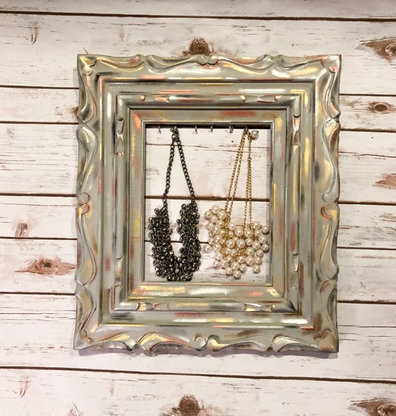 Multi Metal Metallic Jewelry Holder Frame Necklace Hanging Wall Decor Gift For Mom Daughter Wife
