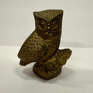 Vintage Solid Brass Owl Figure Statue Figure Mid Century 4.5” Decor Brass Animal Woodland Creature