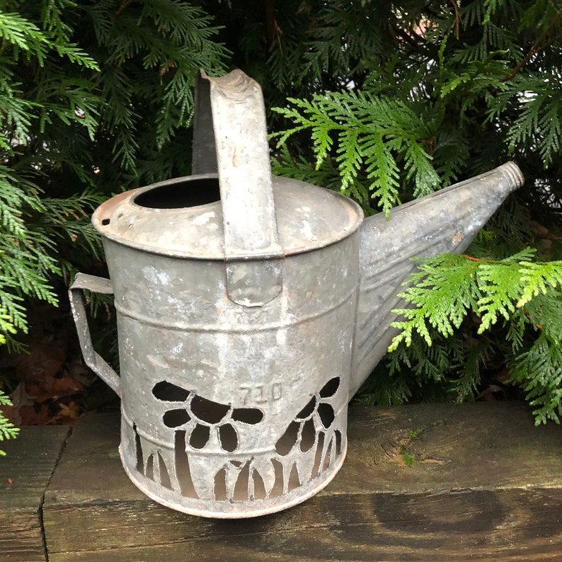 Floral Galvanized Watering Can Outdoor Decor Farmhouse Decor Etsy